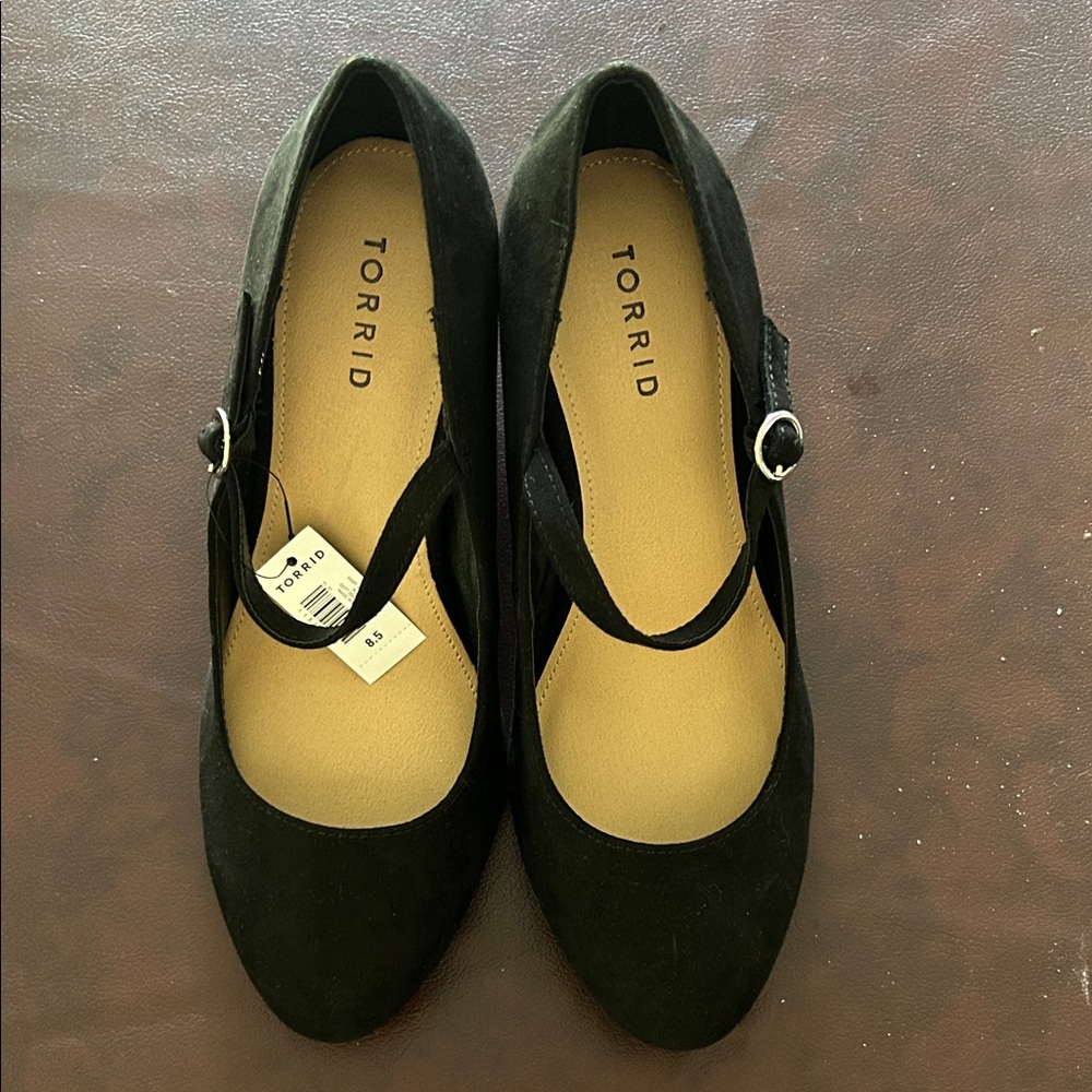 torrid Black Mary Jane Faux Suede pumps with Buckle Strap